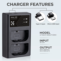 Pengisi Daya Baterai Kamera K&F Concept Dual Slot Quick Charger LP-E6/LP-E6N/LP-E6NH untuk Canon EOS R5, EOS R6, EOS R, EOS 5D Mark IV