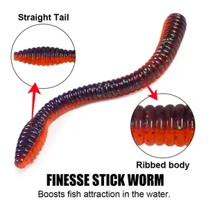 Spinpoler Señuelo de Pesca Finesse con Cola Recta Salada, Cuerpo Acanalado, Cola Pequeña y Abombada, Cebo Blando de PVC para Lubina y Pesca Marina, 10 unidades/paquete - Product Image 4