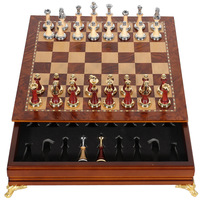 Coffret Cadeau d'Échecs de Luxe, Pièces d'Échecs en Métal Électroplaqué, Échiquier Pliant en Bois, Jeu d'Échecs en Acrylique Grande Taille