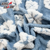 Kingcason, fabricant compétitif, tissu en polaire sherpa jacquard floral 100% polyester, simple face, pour couverture et textile de maison