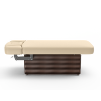 Mobilier de salon électrique moderne Ness-D, table de massage en cuir artificiel pour soins du visage et beauté du visage, lit électrique avec base en bois