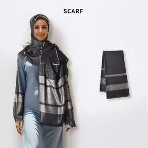 סיטונאי האחרון נשים בנות ארוך מוסלמי יוקרה קפלים שיפון חיג'אב גליטר שימר צעיף באול מלזיה