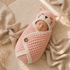 Conjunto de ropa de invierno para bebé: Envoltura de ganchillo, gorro de animal, manta para recién nacido, accesorio para fotos de bebé - Product Image 4