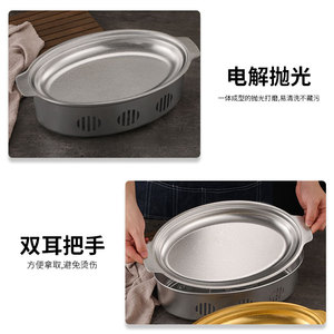 หม้อนึ่งสแตนเลสทรงรีพร้อมฝาปิด ดีไซน์หูจับคู่ สำหรับนึ่งปลาและอุ่นอาหาร ใช้ในโรงแรม ล้างมือเท่านั้น - Product Image 5