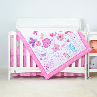 Parure de lit pour bébé, ensemble de literie en coton, Design Floral violet, dessin animé, pour berceau de bébé