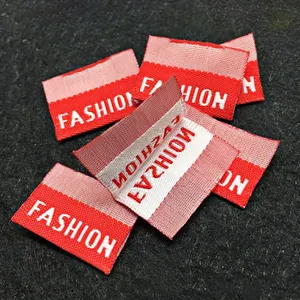 定制服装商标标签折叠锦缎棉质颈部扁平编织标签