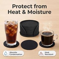 Lot de 10 sous-verres en feutre non tissé, absorbants et résistants à la chaleur, diamètre 4,3 pouces, pour table basse, bureau, bar, décoration intérieure (noir)
