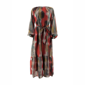 Abito Musulmano Modesto Nida per Donne Taglie Forti, Stile Mediorientale Tie-Dye con Collo Tondo e Cintura, Elegante e Lungo per <span class=keywords><strong>Preghiera</strong></span> e Ramadan - Product Image 4