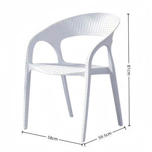 Silla <span class=keywords><strong>de</strong></span> Patio <span class=keywords><strong>de</strong></span> plástico PP marrón apilable con diseño <span class=keywords><strong>de</strong></span> ratán <span class=keywords><strong>de</strong></span> imitación con respaldo curvo para jardín, balcón, patio trasero - Product Image 2