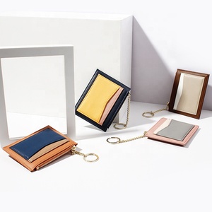 Portefeuille de luxe en cuir Pu pour femmes, de couleur contrastée, court, porte-monnaie, porte-cartes de crédit, avec porte-clés, nouvelle collection, 2020 - Product Image 1
