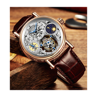 Montres mécaniques pour hommes avec tourbillon, phases soleil-lune, GMT, lumineuses, en acier inoxydable, design d'usine et personnalisation par lots