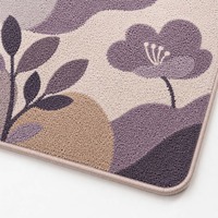 Tapis de bain rectangulaire décoratif à motif floral violet abstrait, doux, absorbant et antidérapant pour entrée et maison