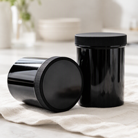 Pot de stockage vide en plastique noir de 1000 ml avec couvercle à vis pour crème cosmétique, gommage corporel, masque capillaire, conteneur personnalisable avec logo