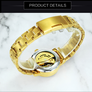 Reloj Automático de Lujo WINNER para Mujer, Elegante Reloj de Pulsera de Acero Inoxidable Dorado con Esfera de Cristal y Visualización de Agujas Haiou - Product Image 4