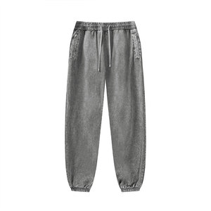 Alta calidad 100% algodón Vintage 345GSM Heavyweight hombres ácido lavado pantalones de chándal liso en blanco francés Terry personalizado pantalones de chándal - Product Image 4