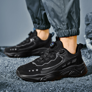 Baskets de course en cuir pour hommes et femmes, avec logo personnalisable, design <span class=keywords><strong>à</strong></span> bouton rotatif, auto-<span class=keywords><strong>laçage</strong></span> facile <span class=keywords><strong>à</strong></span> porter, augmentant la taille, sport épais - Product Image 4