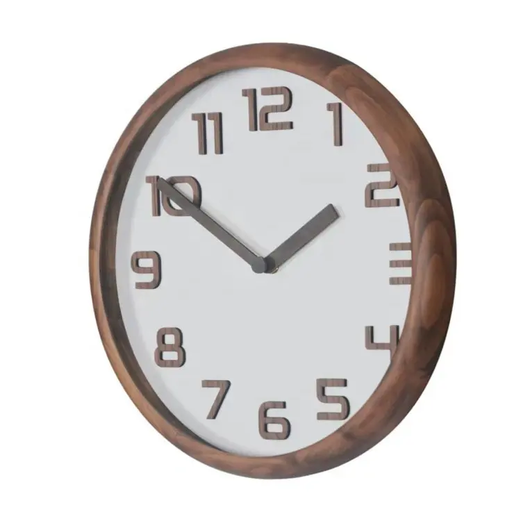 นาฬิกาไม้ติดผนังกรอบไม้10 12 14 15 16 18 20นิ้วนาฬิกาควอตซ์ตกแต่งผนังไม้นาฬิกาไม้