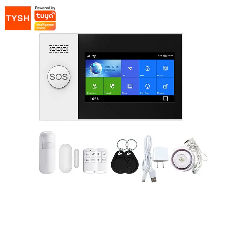 TYSH Wifi+GSM Touch Screen Smart Intelligent Alarm System Tuya Alarm Kit With A Variety Of Smart Accessories