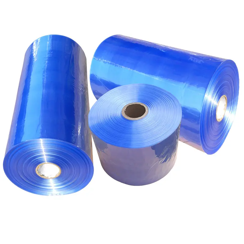 Film termoretraibile in PVC di plastica trasparente blu chiaro per l'imballaggio