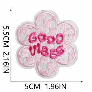 Iron on Embroidery Cartoon Spring Brilliant Color Positive Energy Good Viber Flower Smile Heart Patch for Cloth Bag - Product Image 5