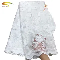 Dikiş afrika danteli İsviçre vual tül dantel kumaş parti elbise nijeryalı beyaz dantel kumaş
