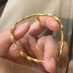Bamboo Joint <b>Bracelet</b> For Women Zinc Alloy Leaf Charm Jewelry Fashion <b>Beaded</b> <b>Bracelets</b> - Product Image 2