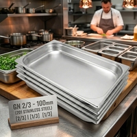 Bac Gastronorme GN 2/3 en Acier Inoxydable 201 Durable et Moderne pour Buffet, Table à Vapeur, Haute Efficacité, Usage Commercial en Restaurant