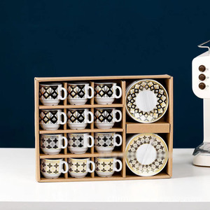Lindo juego de tazas de cerámica de lujo, juego de tazas de café caliente de estilo europeo de 6 piezas para árabe y Etiopía, regalo promocional para mesa de centro - Product Image 5