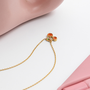 J & <span class=keywords><strong>D</strong></span> Collana in acciaio inossidabile 18K placcato <span class=keywords><strong>oro</strong></span> 18K collana alla moda romantica con ciondolo in smalto arancione - Product Image 5