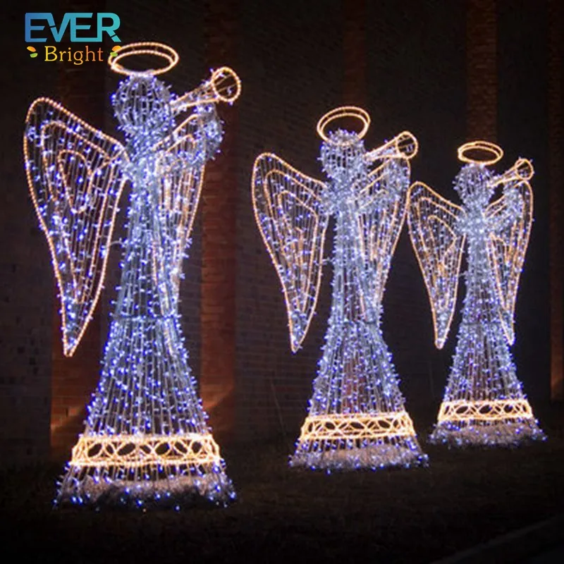 Iluminação LED Angel 3D de Natal iluminada com motivo de 12 pés à prova d'água