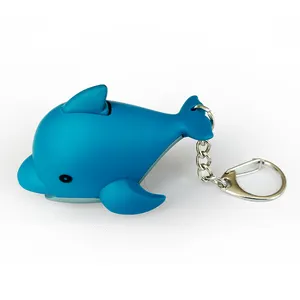 Mini dipersonalisasi bentuk lumba-lumba led gantungan kunci tas kustom liontin hadiah kecil