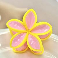 Ensemble de pinces à cheveux en plastique à fleurs de couleur contrastée - Accessoire de cheveux mignon et charmant pour les coiffures féminines et jeunes, style estival