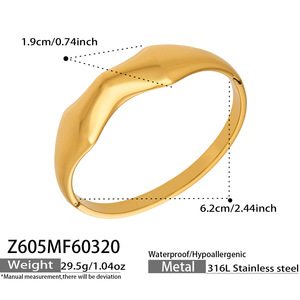 Minimalist Luxury Plain <b>Bangle</b> Stainless Steel 18K Gold Plated Anti Tarnish <b>Bangle</b> for Women - Product Image 5