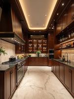 Armoires de cuisine modernes à la française Rideau vintage en bois bicolore blanc et brun Rangement suffisant comprenant des accessoires de charnière de robinet