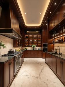 Armoires de <span class=keywords><strong>cuisine</strong></span> modernes à la française <span class=keywords><strong>Rideau</strong></span> vintage en bois bicolore blanc et brun Rangement suffisant comprenant des accessoires de charnière de robinet - Product Image 5