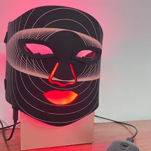 Masque facial de thérapie par la lumière LED professionnelle Masque facial de thérapie par la lumière infrarouge en silicone de thérapie par la lumière LED noire