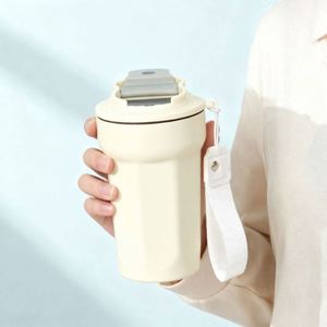 Tasse à café en acier inoxydable de qualité alimentaire, grande tasse de voyage blanche personnalisable de 20 oz avec soucoupe, idéale pour la Saint-Valentin - Product Image 1