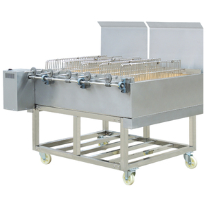 Barbecue au charbon de bois moderne de haute qualité en acier inoxydable avec broche à rôtir, finition brossée, chariot de rôtisserie chypriote, hauteur réglable - Product Image 5
