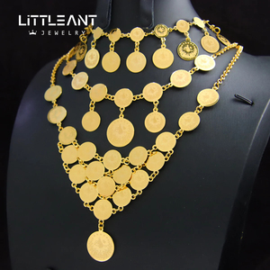 Vintage moneta turca lucido e splendido colore placcato oro cubano Charm catena cerchio collane monete per le donne - Product Image 3