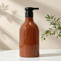 Bouteille vide en plastique personnalisée et colorée de 500 ml pour emballage cosmétique, shampoing, après-shampoing, gel douche, lotion, avec pompe