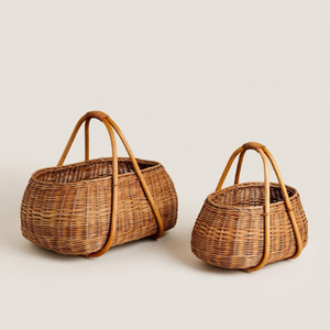Cesta de Mimbre Portátil para Picnic y Playa, Cesta de Ratán Natural Ecológica con Asa Resistente - Product Image 5