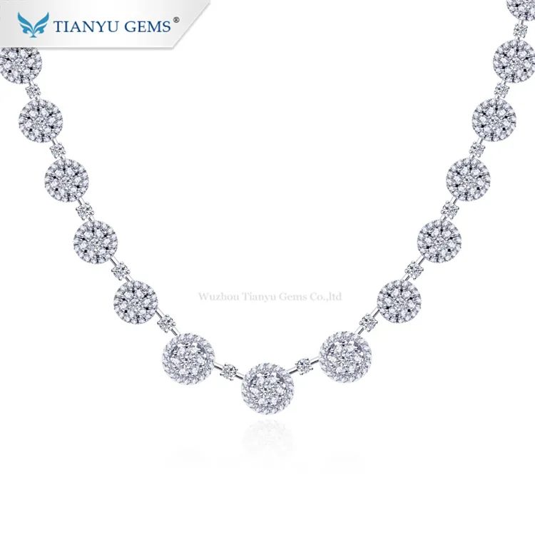 Tianyu gems hot sale long necklace white gold setting moissanite diamonds necklace for women and girls