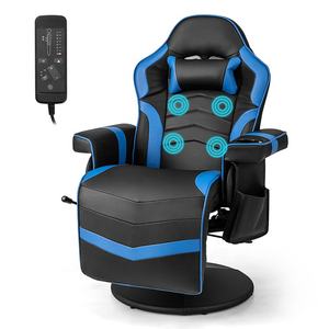 Super september Chaise de jeu inclinable à hauteur réglable pivotante pour jeux vidéo de course avec contrôleur de massage de la taille du dos - Product Image 1