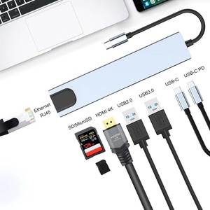 SYONG 8ポートハブマルチアダプターUSBドッキングステーションデュアルモニター：HDMI 4K RJ45100Mbps USB3.0 USB2.0 Type C SD TF PD - Product Image 2