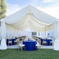 Voilages de plafond blancs pour mariages et fêtes, longs rideaux de plafond, tentures de tente, sans plis, en soie, faciles à draper et à accrocher, draperies blanches