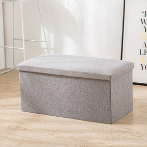 <b>Storage</b> <b>Stool</b> Fabric 40x40x60cm Beige Home Ottoman Seat <b>Storage</b> Box - Product Image 2
