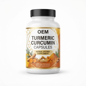 Cápsulas de Cúrcuma y Curcumina OEM ODM, GMP Halal, 120 Unidades, 1000 mg por Porción, 95 Por Ciento de Curcuminoides - Product Image 1