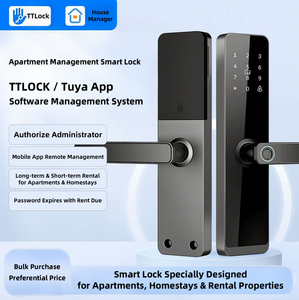 กุญแจล็อคอัจฉริยะ Tuya TTlock ผลิตจากอลูมิเนียมอัลลอยด์  ควบคุมการปลดล็อคด้วยลายนิ้วมือ คีย์การ์ด และแอปพลิเคชัน  สำหรับประตูไม้และประตูอลูมิเนียม - Product Image 3