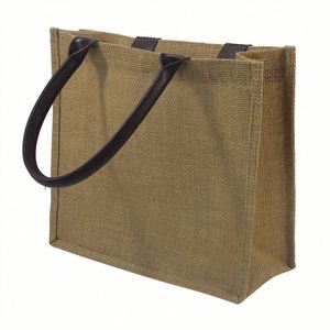 กระเป๋าช้อปปิ้งผ้ากระสอบธรรมชาติแบบกำหนดเอง กระเป๋าโท้ทรักษ์โลก กระเป๋าผ้าปอกระเจาแบบใช้ซ้ำได้ พร้อมช่องใส่ของด้านใน - Product Image 3