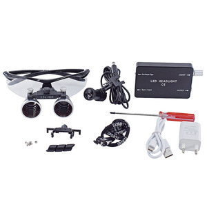 Loupes dentaires professionnelles 2,5X 3,5X, lunettes grossissantes chirurgicales LED rechargeables, noir argenté, pour clinique, chirurgie buccale - Product Image 2